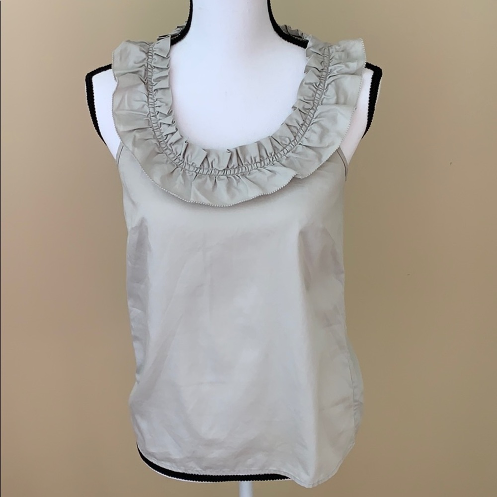 J. Crew Gray Blouse with Ruffled Collar size 0